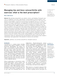 Managing Hip and Knee Osteoarthritis with Exercise