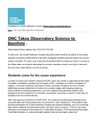 ONC Takes Observatory Science to Bamfield