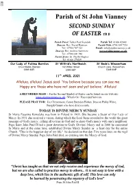 Parish of St John Vianney SECOND SUNDAY of EASTER YR B