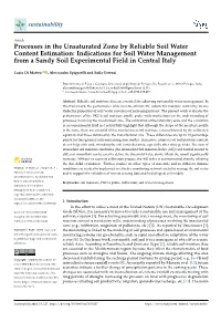 Processes in the Unsaturated Zone by Reliable Soil Water Content
