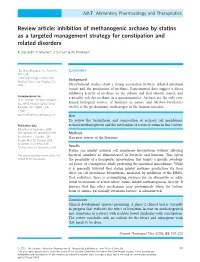 Review Article: Inhibition of Methanogenic Archaea by Statins As a Targeted Management Strategy for Constipation and Related Disorders