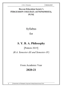 S.Y.B.A.: Philosophy Pattern 2019