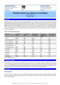 Situation Report on Cholera in Zimbabwe Issue Number 9 6 January 2009