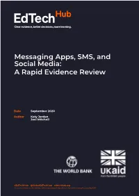 Messaging Apps, SMS, and Social Media: a Rapid Evidence Review
