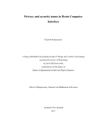Privacy and Security Issues in Brain Computer Interface