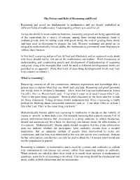 The Nature and Role of Reasoning and Proof