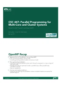CSC 447: Parallel Programming for Multi-Core and Cluster Systems Shared Parallel Programming Using Openmp