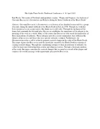 Plague and Progress: an Analysis of Giovanni Boccaccioâ•Žs