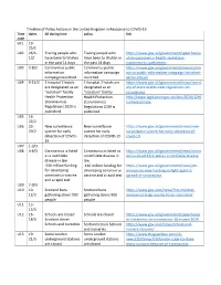 Timeline of Policy Actions in the United Kingdom in Response To