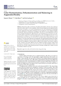 Color Harmonization, Deharmonization and Balancing in Augmented Reality