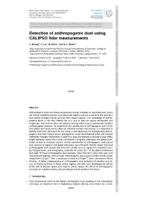 Detection of Anthropogenic Dust Using CALIPSO Lidar Measurements J