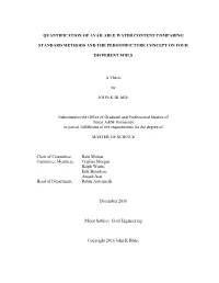 Quantification of Available Water Content Comparing Standard Methods and the Pedostructure Concept on Four Different Soils A