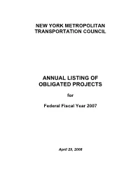 Annual Listing of Obligated Projects