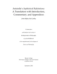 Aristotle's Sophistical Refutations: a Translation with Introduction