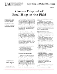 Carcass Disposal of Feral Hogs in the Field FSA9112