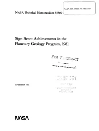 Program, 1981 Planetary Taeo O