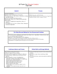QE Topics List: Structural Analysis August 2003