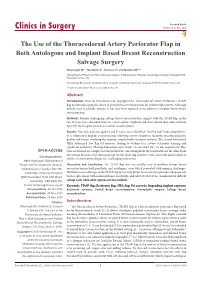 The Use of the Thoracodorsal Artery Perforator Flap in Both Autologous and Implant Based Breast Reconstruction Salvage Surgery