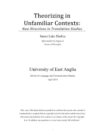 Theorizing in Unfamiliar Contexts: New Directions in Translation Studies