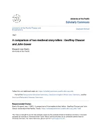 A Comparison of Two Medieval Story-Tellers : Geoffrey Chaucer and John Gower