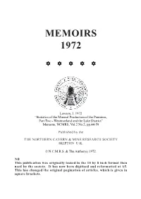 Statistics of Mineral Production of the Pennines, Part 2: Westmorland And