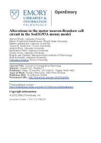 Alterations in the Motor Neuron-Renshaw Cell Circuit in The