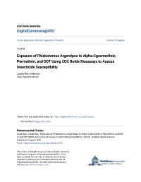Exposure of Phlebotomus Argentipes to Alpha-Cypermethrin, Permethrin, and DDT Using CDC Bottle Bioassays to Assess Insecticide Susceptibility
