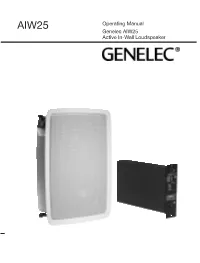 Genelec AIW25 Active In-Wall Loudspeaker Operating Manual