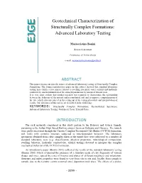 Geotechnical Characterization of Structurally Complex Formations: Advanced Laboratory Testing
