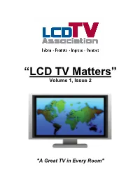“LCD TV Matters” Volume 1, Issue 2