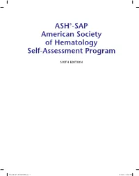 SAP American Society of Hematology Self-Assessment Program