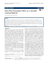 Ultra-Thin Pyrocarbon Films As a Versatile Coating Material Tommi Kaplas1* and Polina Kuzhir2,3