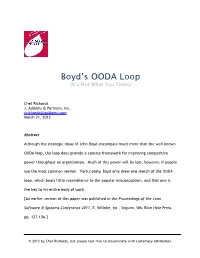 Boyd's Real OODA Loop