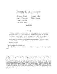 Escaping the Great Recession"