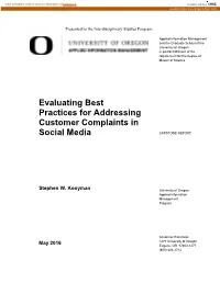 Evaluating Best Practices for Addressing Customer Complaints in Social Media CAPSTONE REPORT