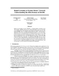 Rapid Learning Or Feature Reuse? Towards Understanding the Effectiveness of MAML