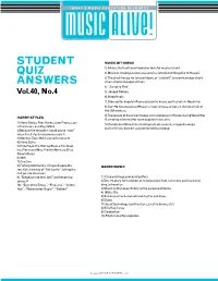 Student Quiz Answers