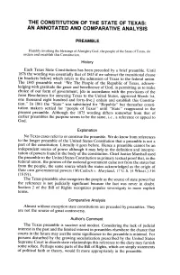 The Constitution of the State of Texas: an Annotated and Comparative Analysis