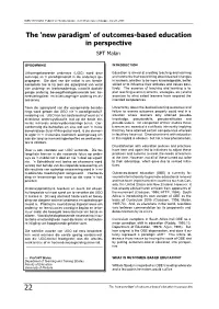 The 'New Paradigm' of Outcomes-Based Education in Perspective SPT Malan