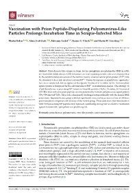 Vaccination with Prion Peptide-Displaying Polyomavirus-Like Particles Prolongs Incubation Time in Scrapie-Infected Mice