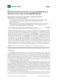 Antimycobacterial Activity of Cinnamaldehyde in a Mycobacterium Tuberculosis(H37ra) Model