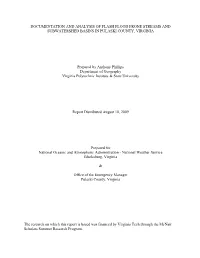 Documentation and Analysis of Flash Flood Prone Streams and Subwatershed Basins in Pulaski County, Virginia