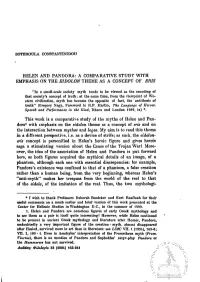Helen and Pandora: a Comparative Study with Emphasis on the Eidolon Theme As a Concept of Eris