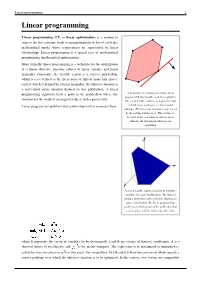 Linear Programming 1 Linear Programming