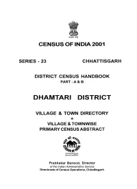 Village & Townwise Primary Census Abstract, Dhamtari, Part-XII-A & B