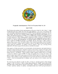 For Executive Order No. 224 July 29, 2021 This FAQ Provides Guidance for the Implementati