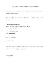 Iqos: Evidence of Pyrolysis and Release of a Toxicant from Plastic
