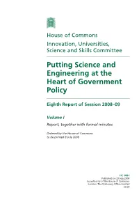 Putting Science and Engineering at the Heart of Government Policy