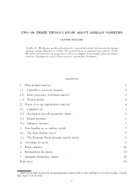 Two Or Three Things I Know About Abelian Varieties