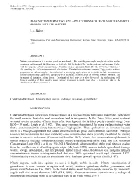 Design Considerations and Applications for Wetland Treatment of High-Nitrate Waters